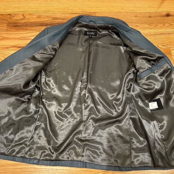 Genuine Leather Slate Blue Blazer - Picture 4 of 9